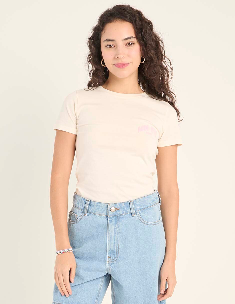 Playera manga corta cuello redondo para mujer