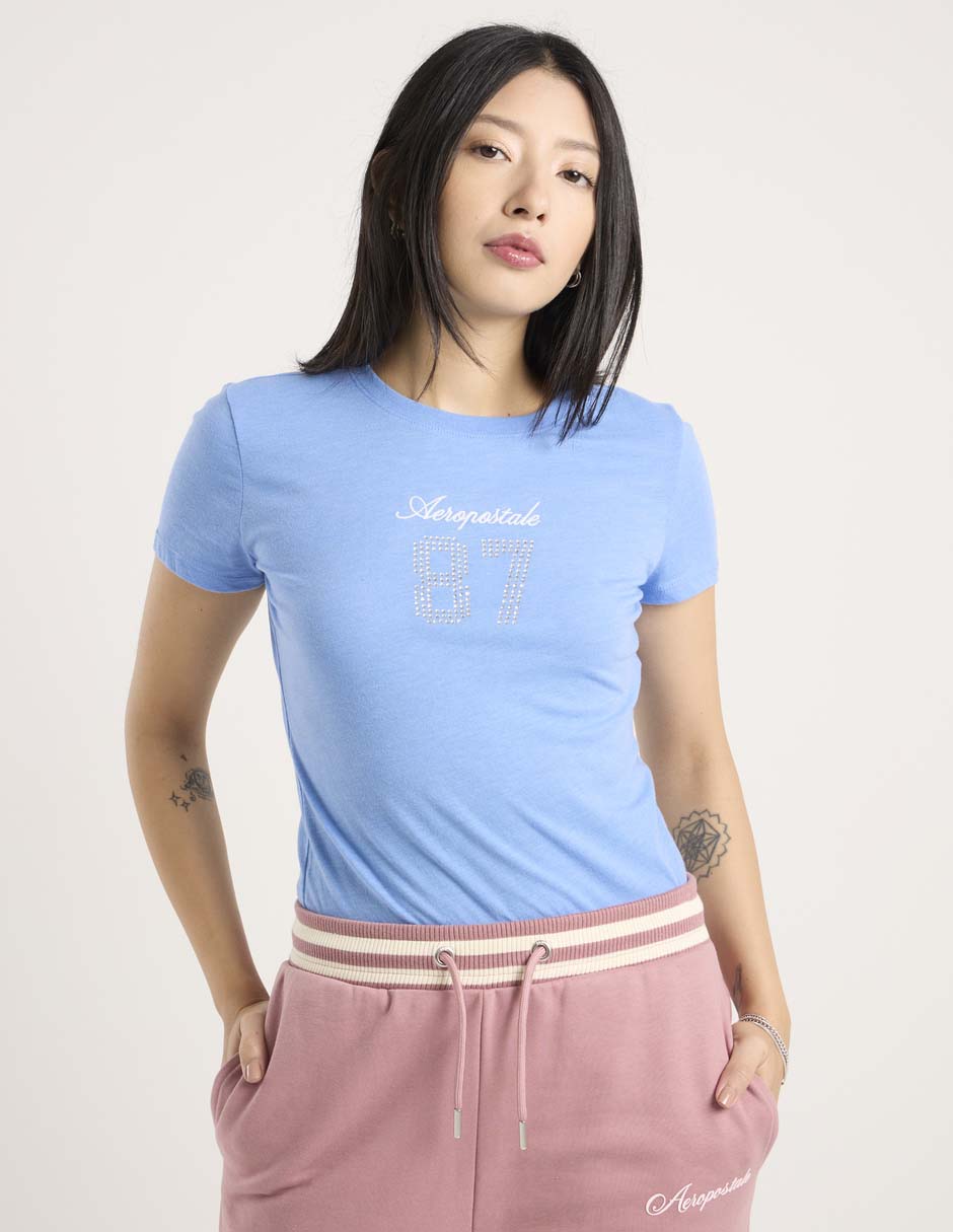 Playera manga corta cuello redondo para mujer Playera manga corta cuello redondo para mujer