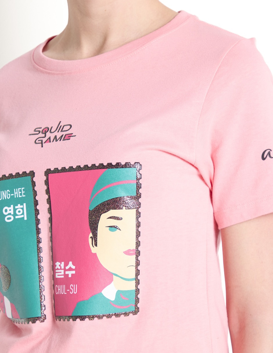Playera manga corta Squid Game cuello redondo mujer