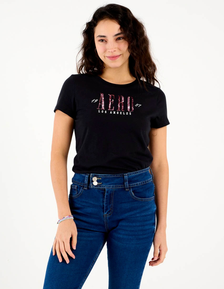 Playera manga corta Aéropostale cuello redondo para mujer Playera manga corta Aéropostale cuello redondo para mujer