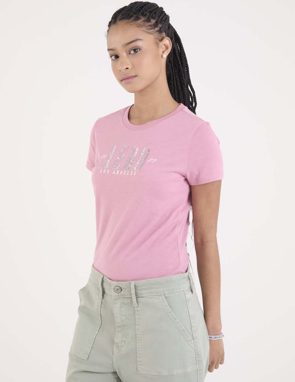 Playera manga corta Aéropostale cuello redondo para mujer Playera manga corta Aéropostale cuello redondo para mujer