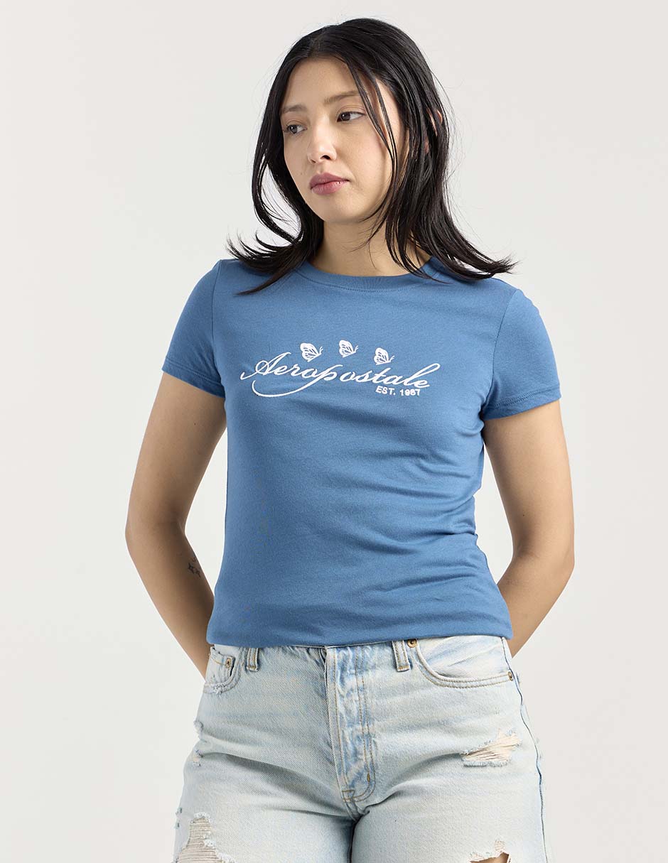 Playera manga corta cuello redondo para mujer