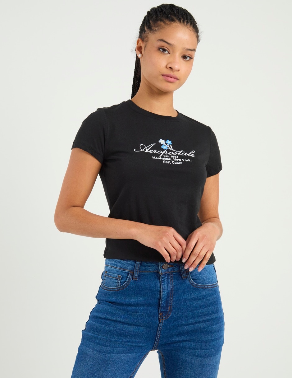 Playera manga corta cuello redondo para mujer