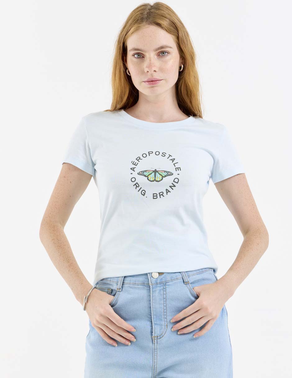 Playera manga corta cuello redondo para mujer Playera manga corta cuello redondo para mujer