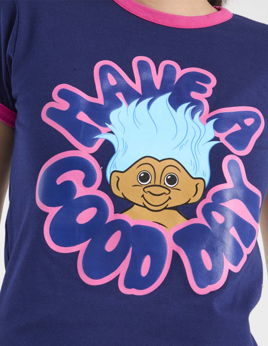 Playera manga corta Aéropostale Good Luck Trolls cuello redondo para mujer