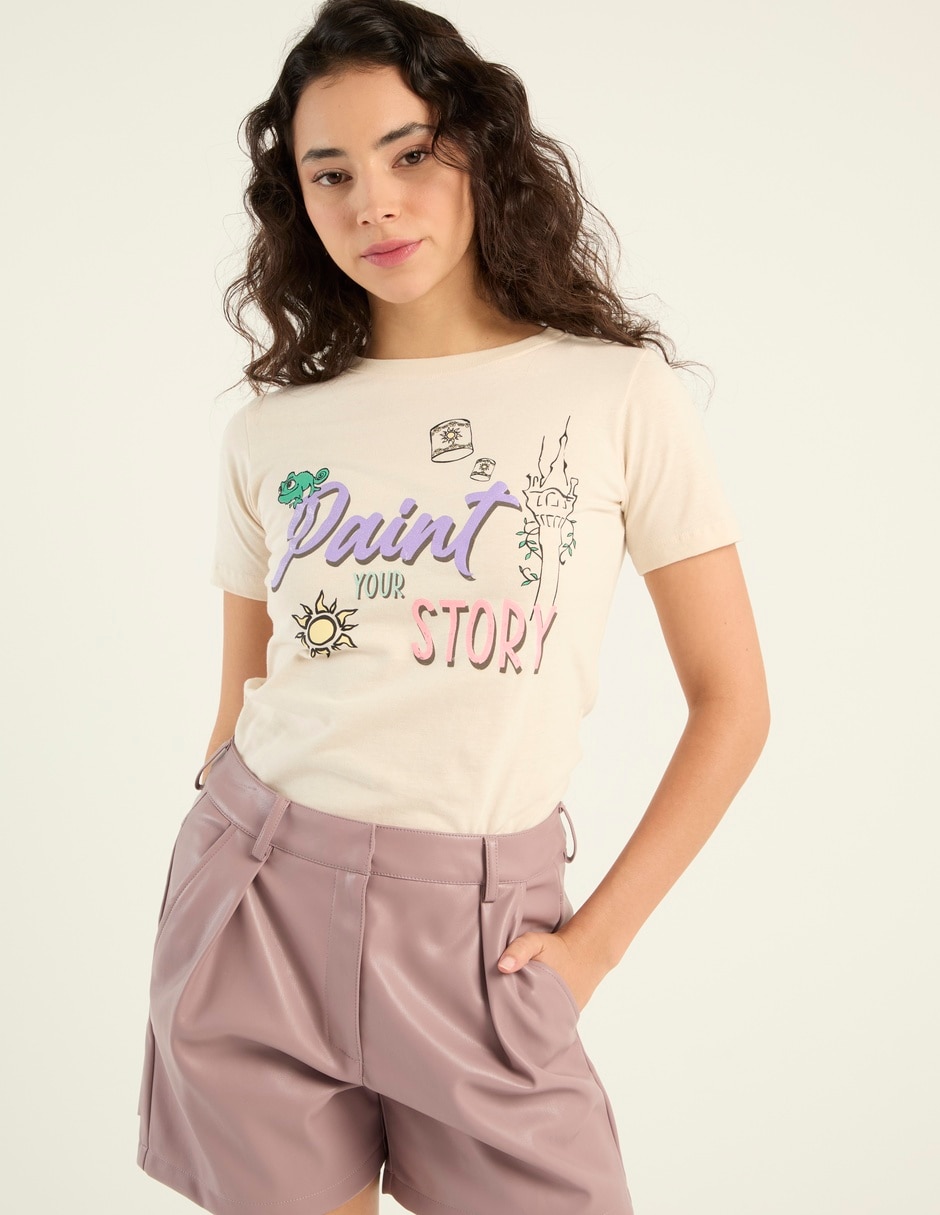 Playera manga corta cuello redondo mujer