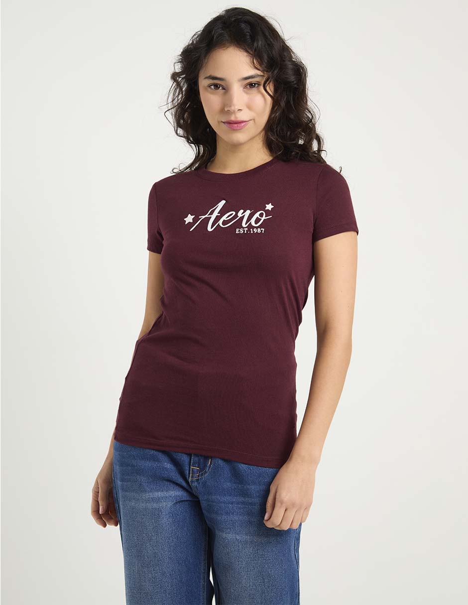 Playera manga corta aéropostale cuello redondo para mujer 12