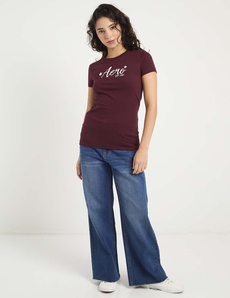 Playera manga corta aéropostale cuello redondo para mujer 13