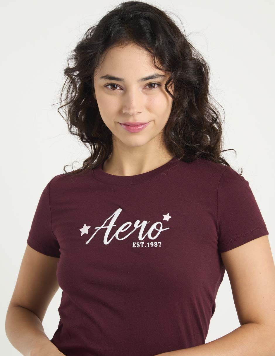 Playera manga corta aéropostale cuello redondo para mujer 14