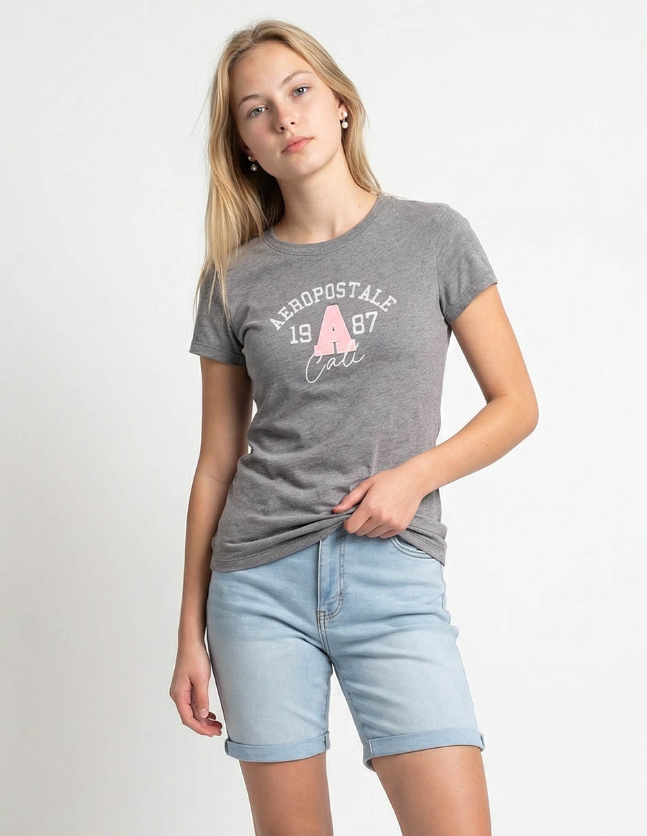 Playera manga corta cuello redondo para mujer Playera manga corta cuello redondo para mujer