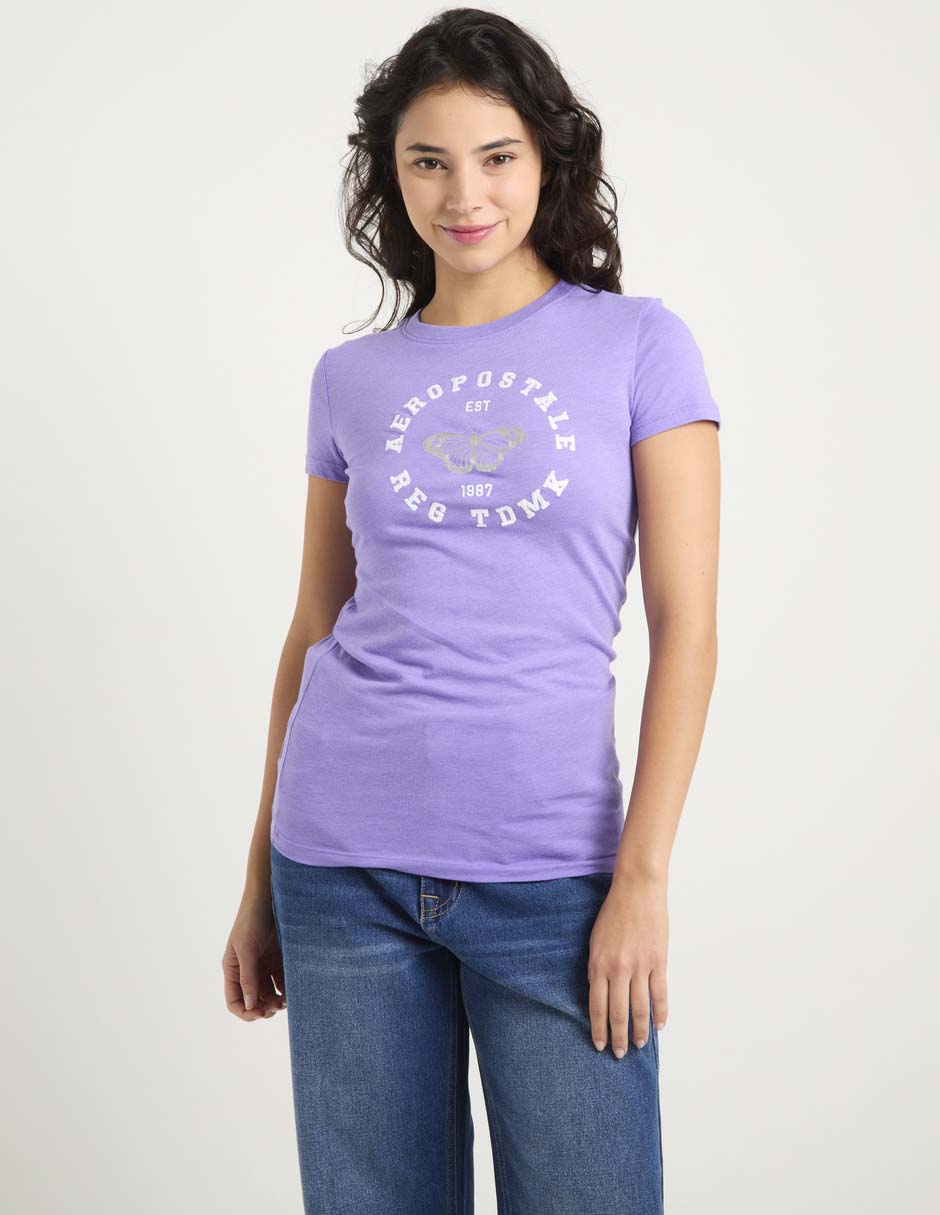 Playera manga corta cuello redondo para mujer Playera manga corta cuello redondo para mujer