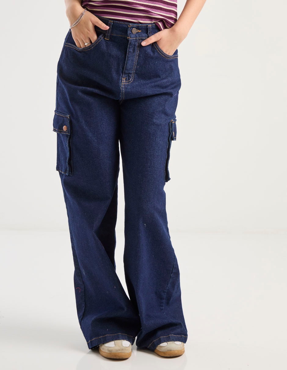 Jeans cargo wide leg Aéropostale para mujer