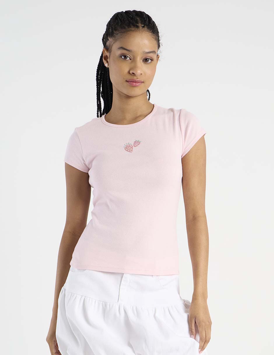Playera manga corta cuello redondo para mujer 2