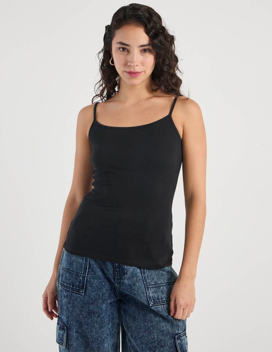 Top cuello redondo tirante delgado Top cuello redondo tirante delgado