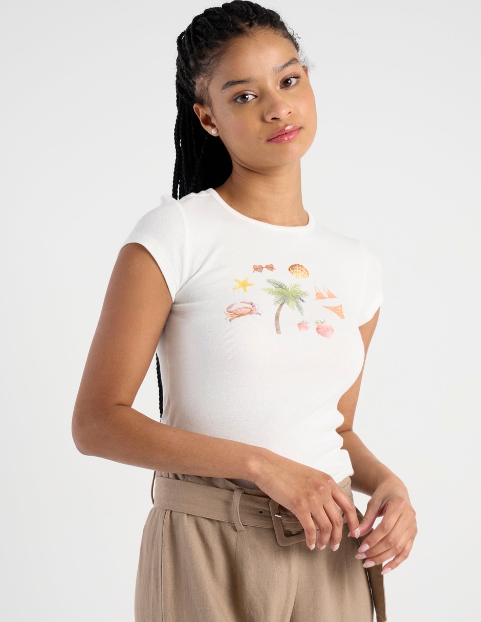 Playera manga corta cuello redondo para mujer 2
