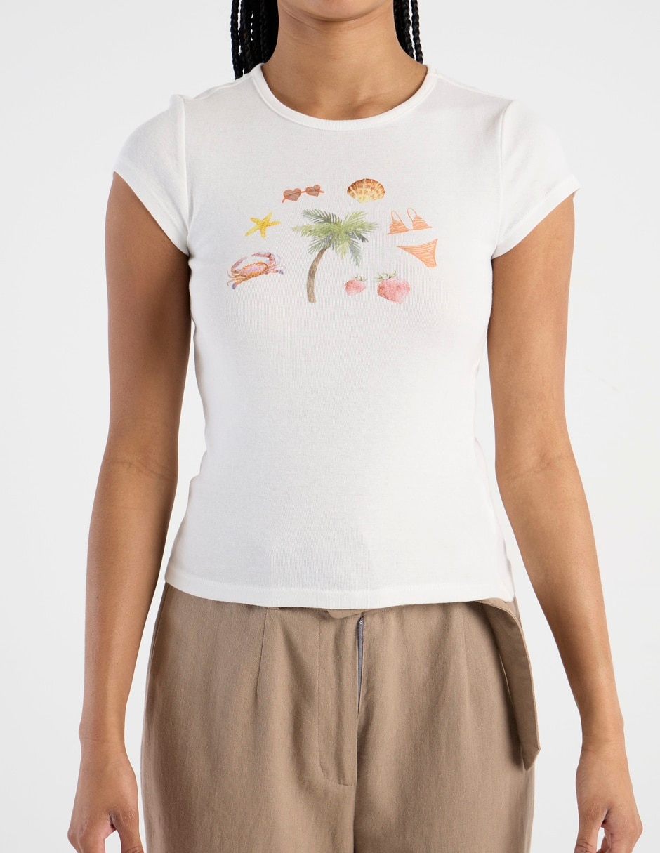 Playera manga corta cuello redondo para mujer 7