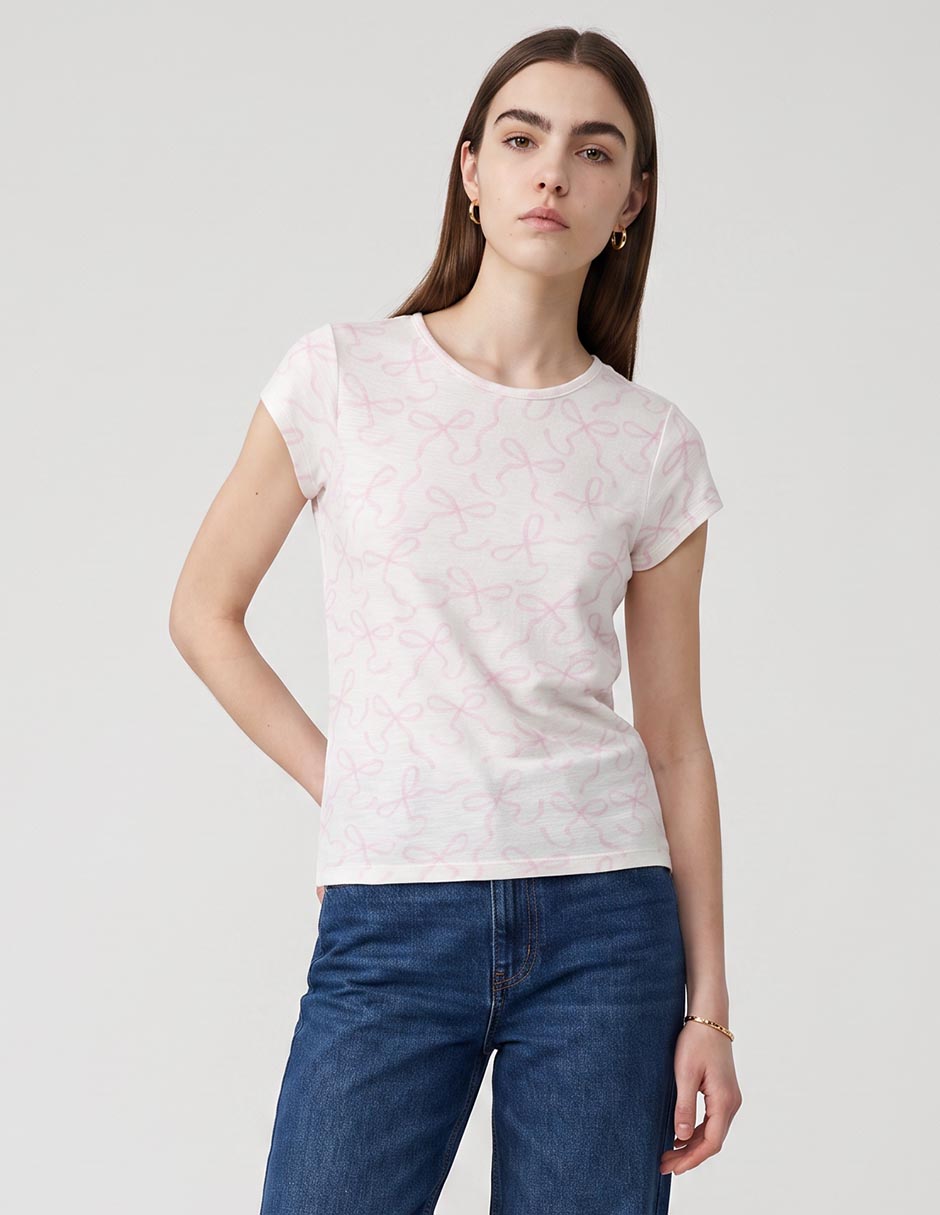 Playera manga corta cuello redondo para mujer