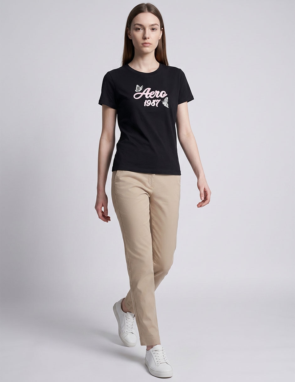 Playera manga corta cuello redondo para mujer