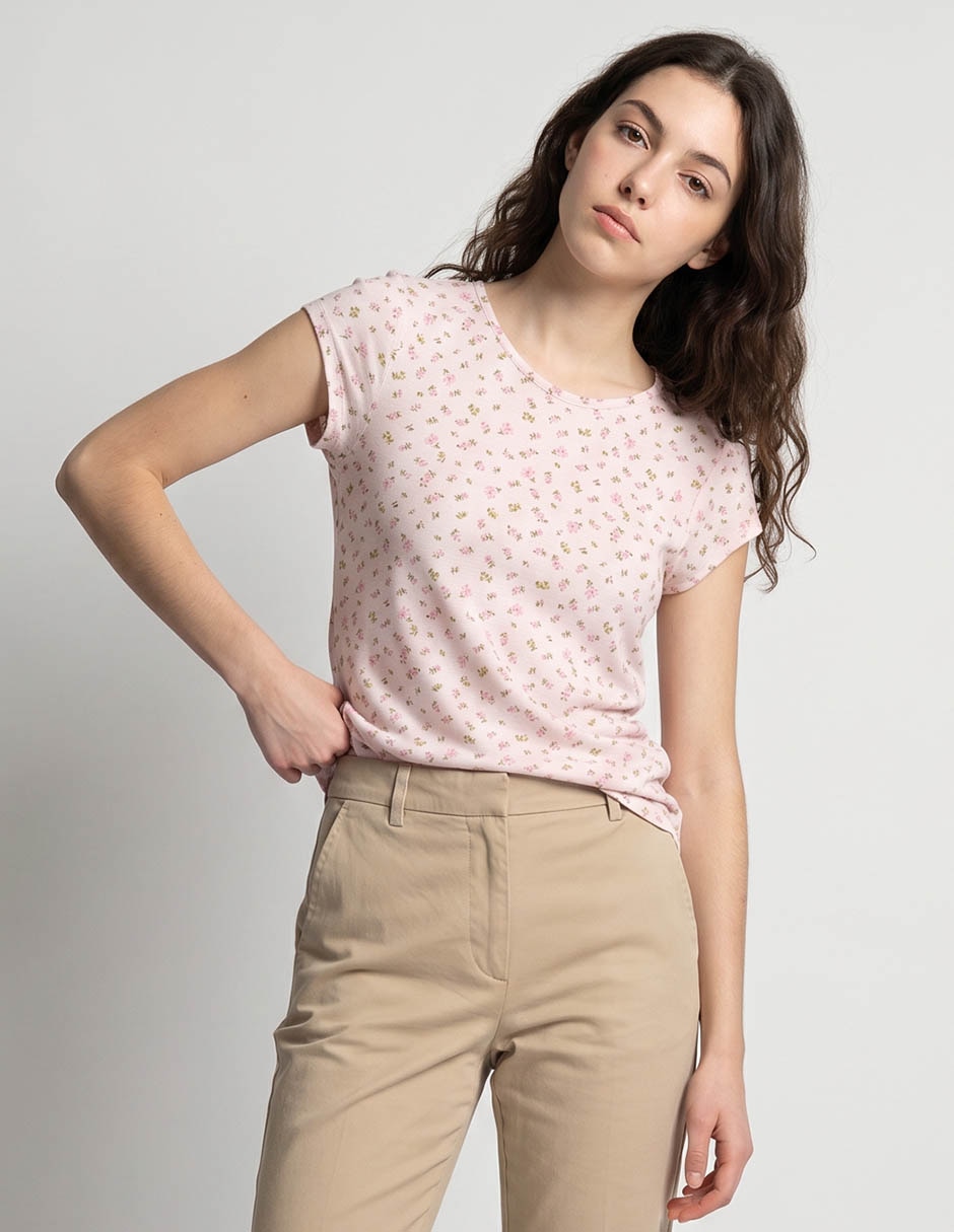 Playera manga corta cuello redondo para mujer