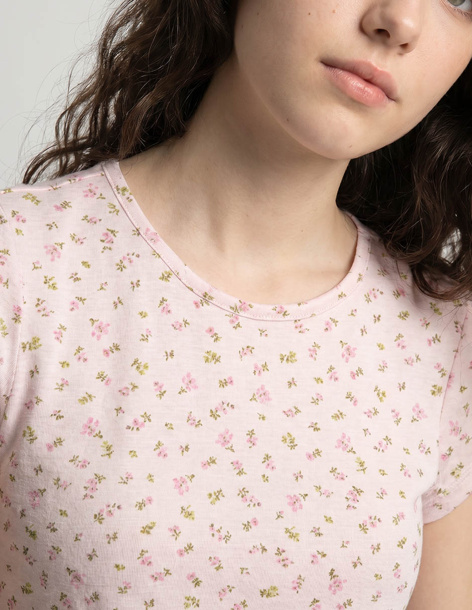 Playera manga corta cuello redondo para mujer 4