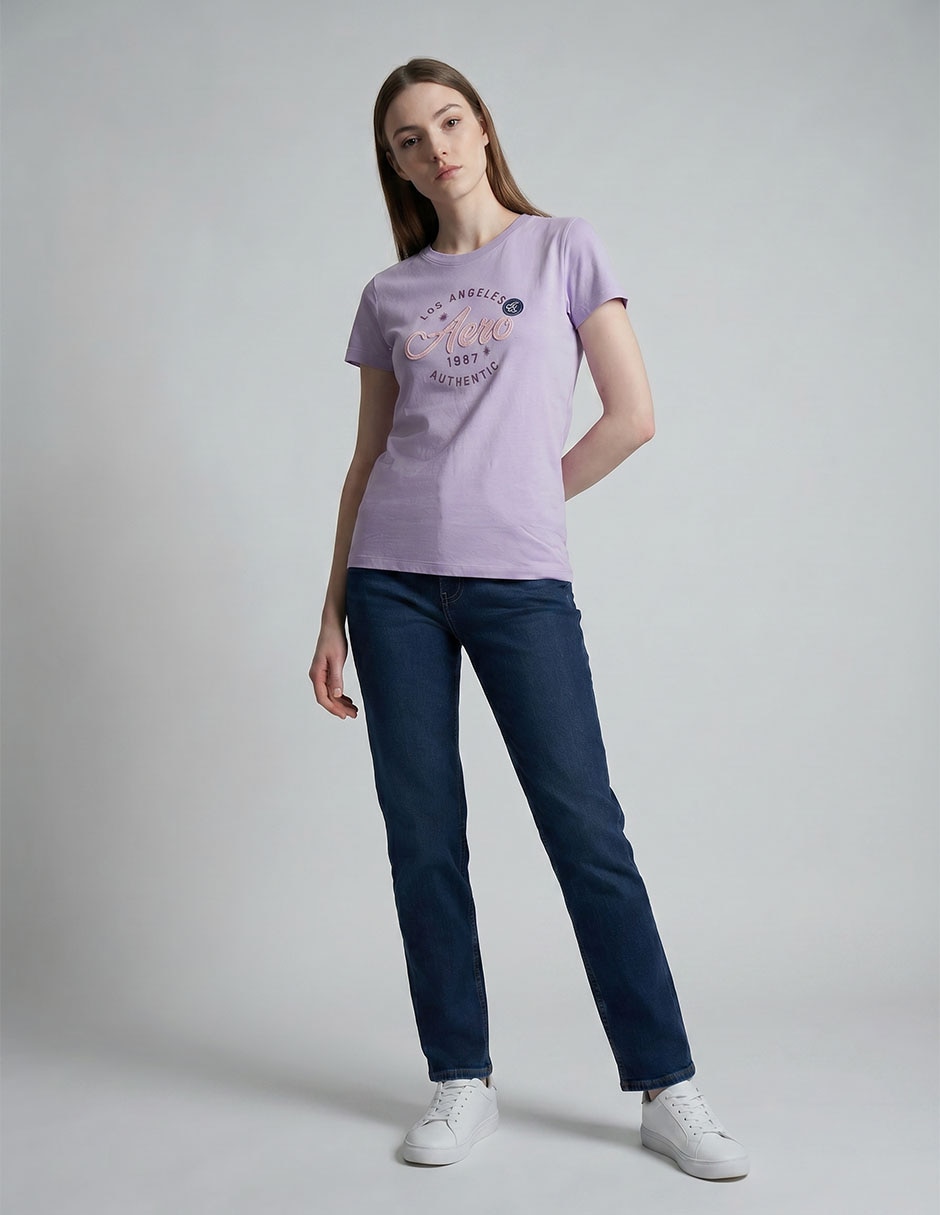 Playera manga corta cuello redondo para mujer