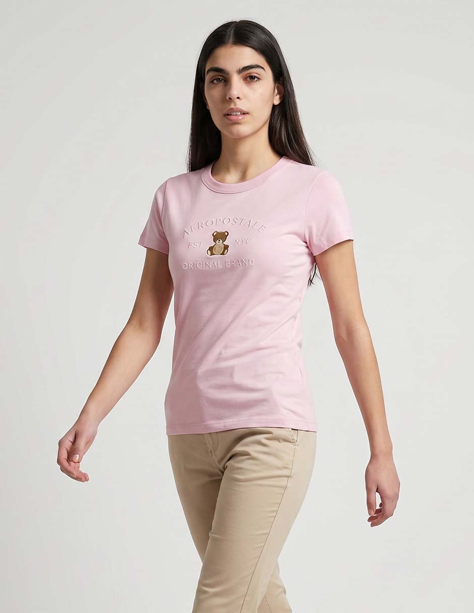 Playera manga corta cuello redondo para mujer