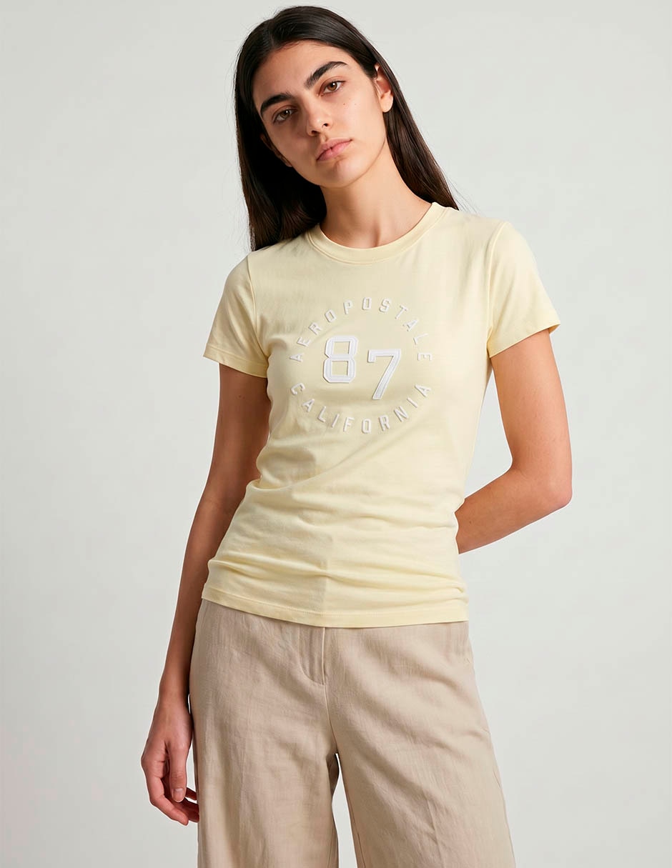 Playera manga corta cuello redondo para mujer