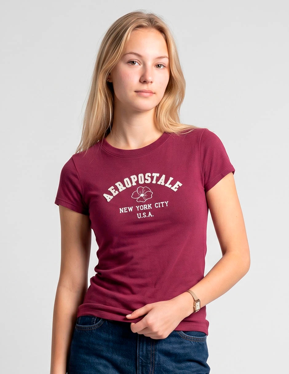 Playera manga corta cuello redondo para mujer 1