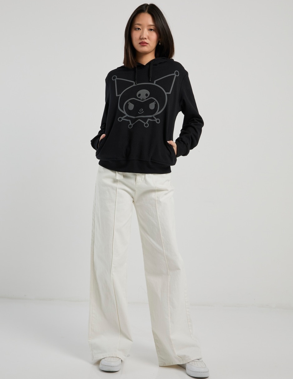 Sudadera con capucha y bolsa Hello Kitty Kuromi para mujer