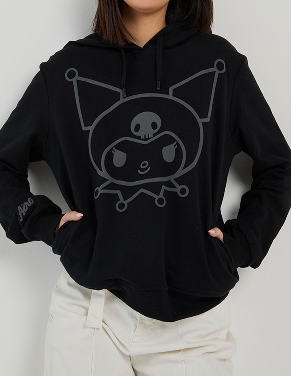 Sudadera con capucha y bolsa Hello Kitty Kuromi para mujer