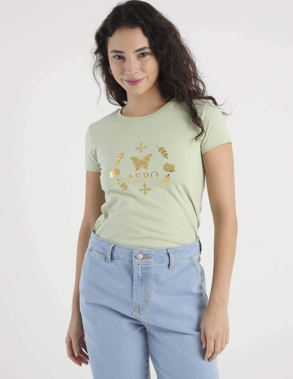 Playera manga corta Classic Crew cuello redondo para mujer