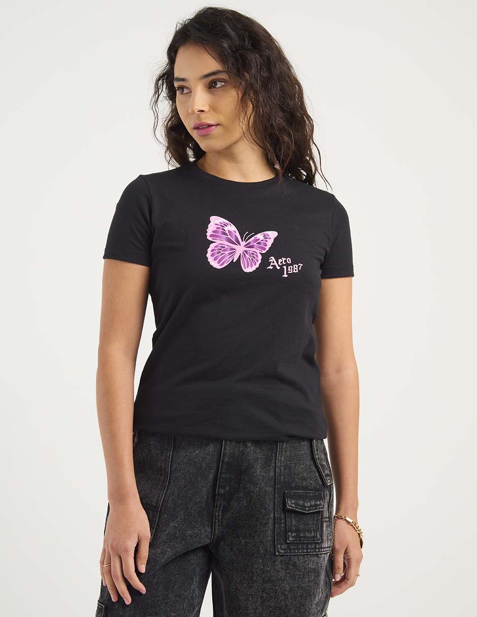Playera manga corta cuello redondo para mujer Playera manga corta cuello redondo para mujer