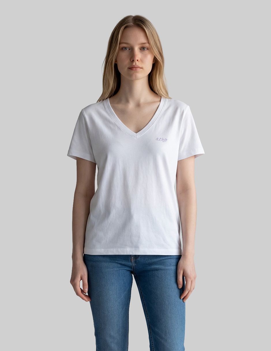 Playera manga corta cuello v para mujer Playera manga corta cuello v para mujer