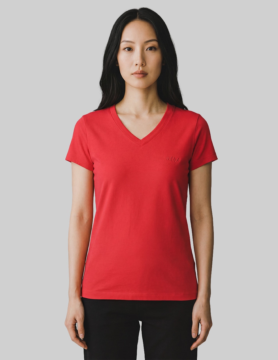 Playera manga corta Aero cuello v para mujer