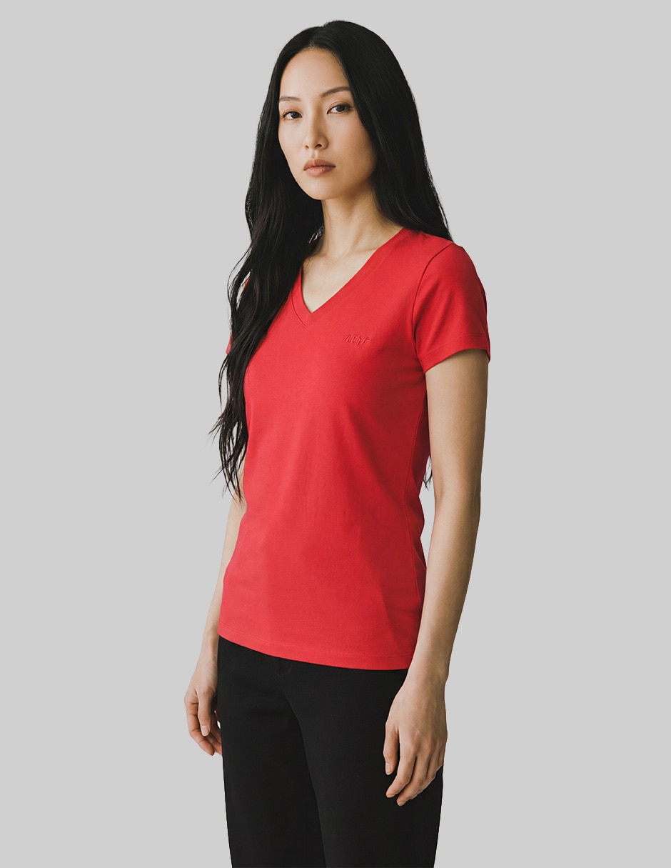 Playera manga corta Aero cuello v para mujer