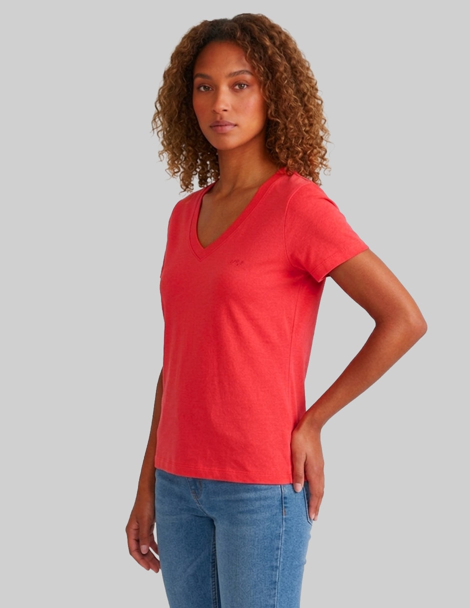 Playera manga corta Aero cuello v para mujer