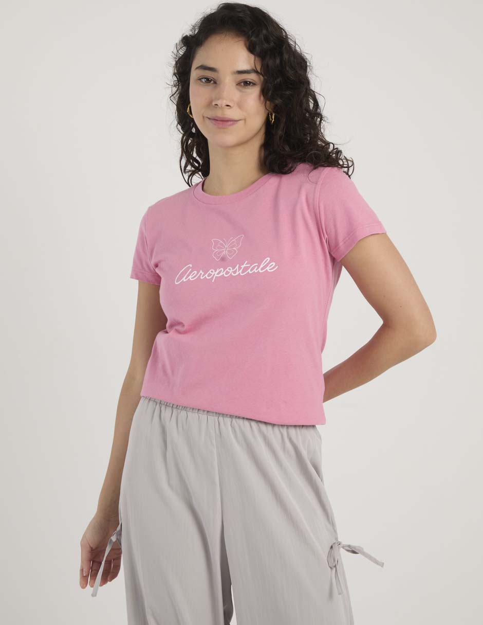 Playera manga corta cuello redondo para mujer 1