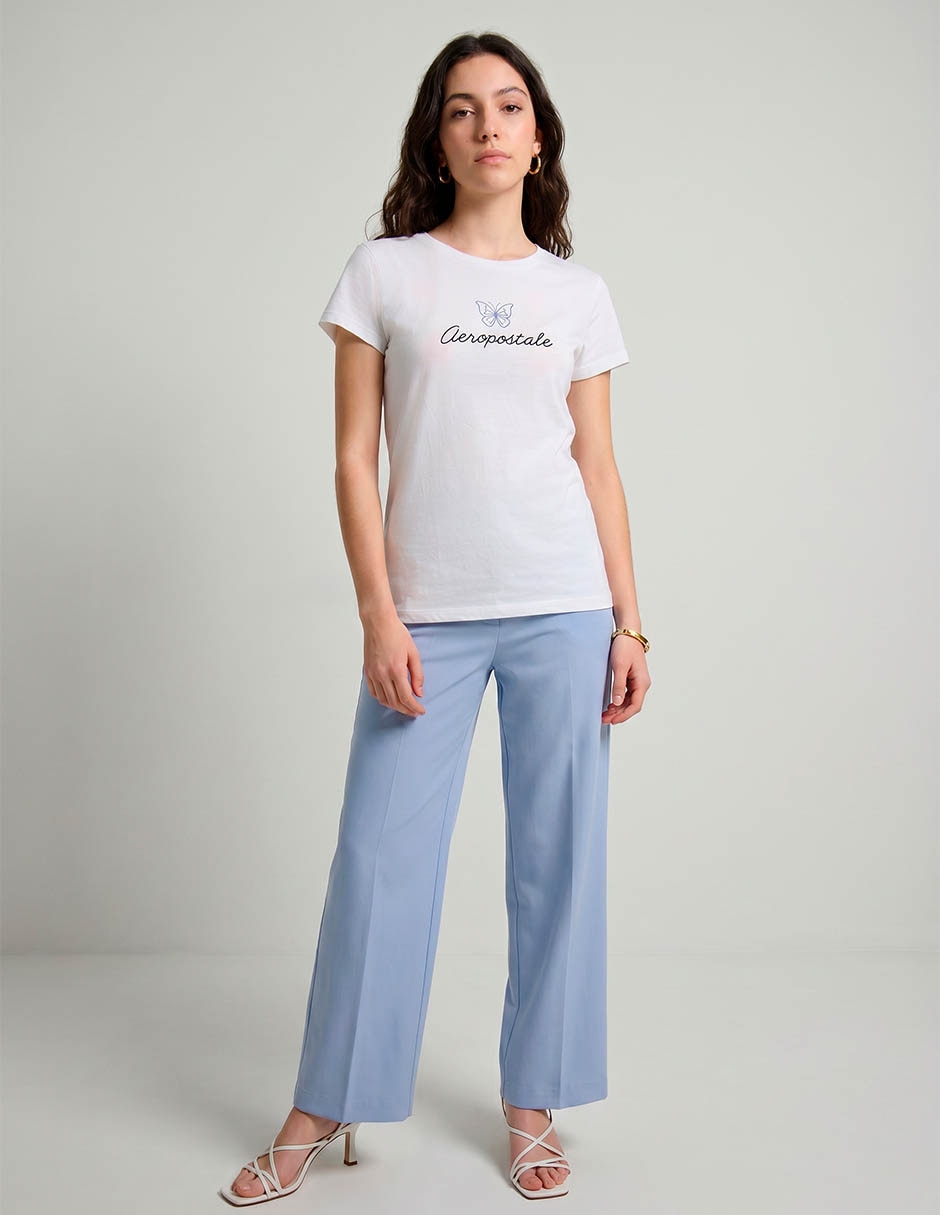 Playera manga corta cuello redondo para mujer