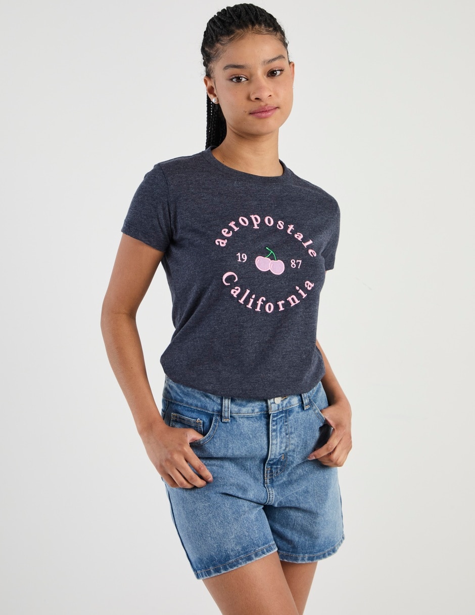 Playera manga corta cuello redondo mujer