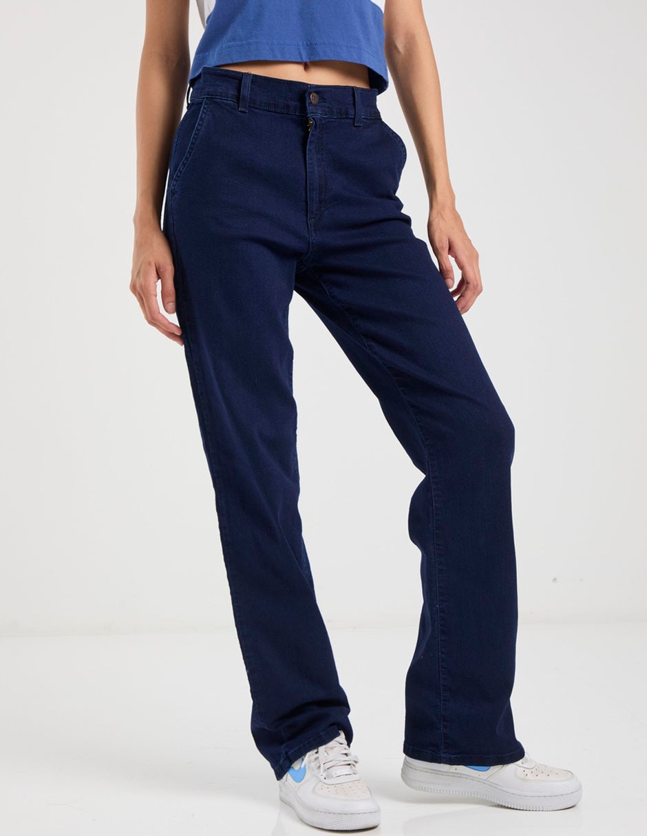 Jeans straight corte a la cadera para mujer 1