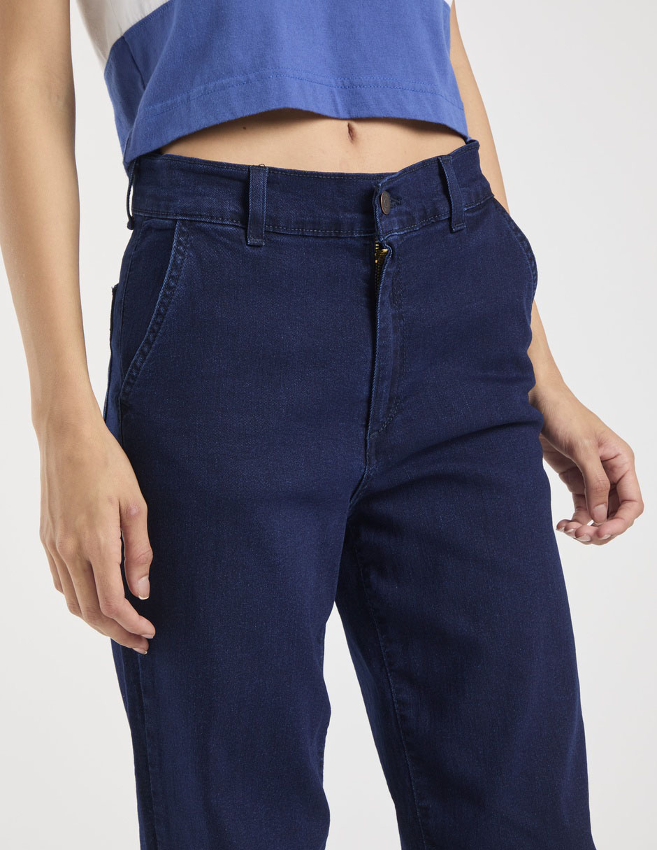 Jeans straight corte a la cadera para mujer 2