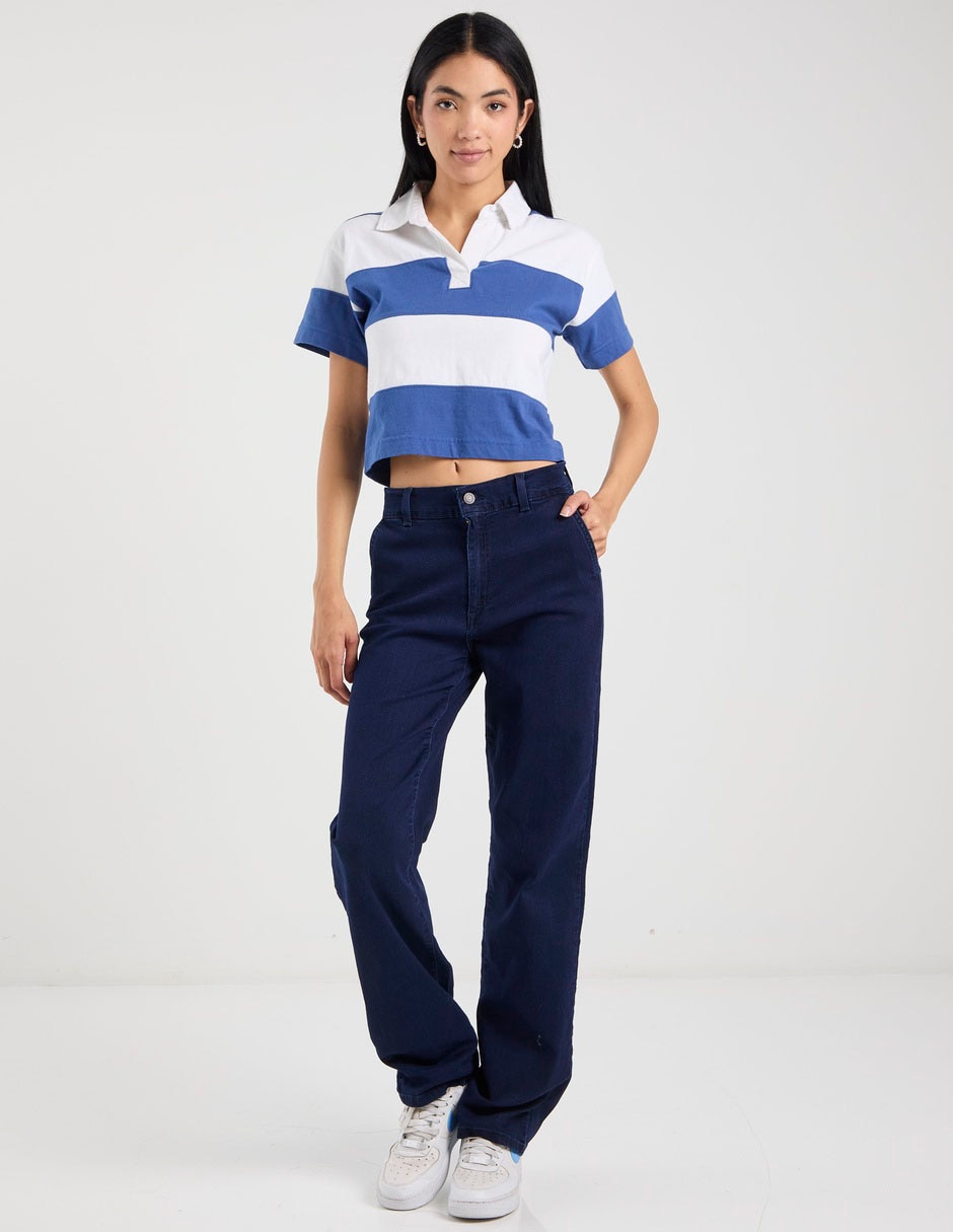 Jeans straight corte a la cadera para mujer 3