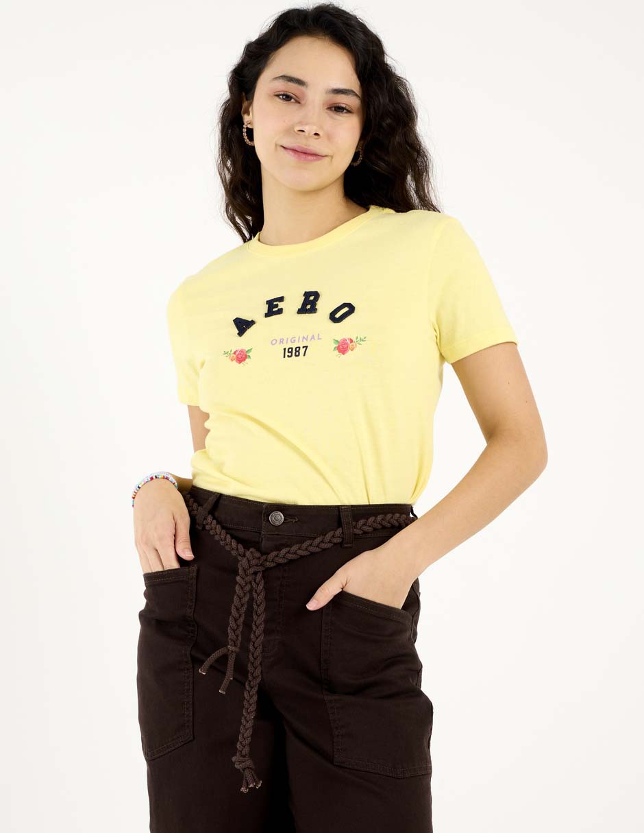Playera manga corta cuello redondo para mujer Playera manga corta cuello redondo para mujer