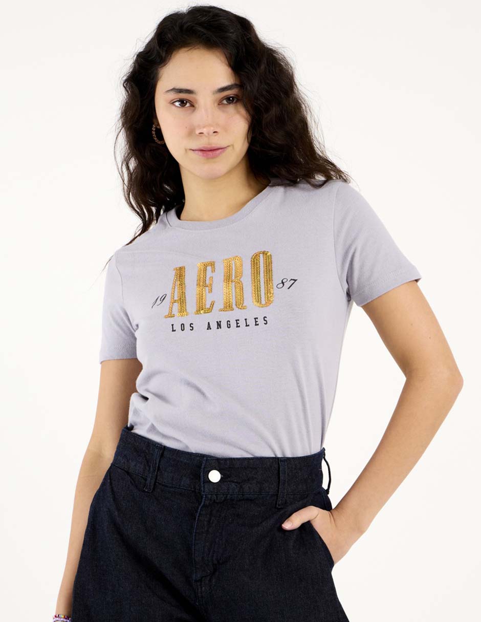 Playera manga corta Aéropostale cuello redondo para mujer Playera manga corta Aéropostale cuello redondo para mujer