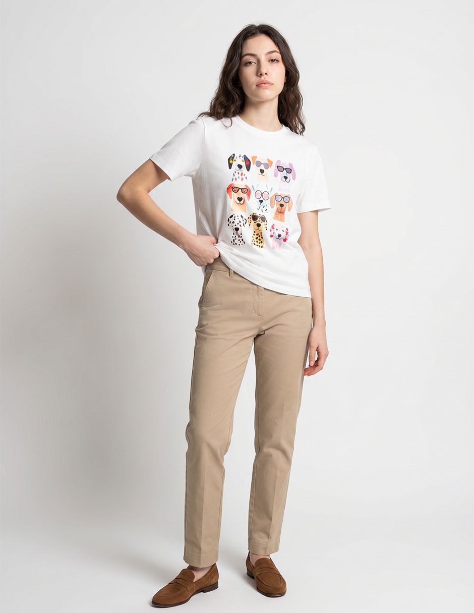 Playera manga corta cuello redondo para mujer