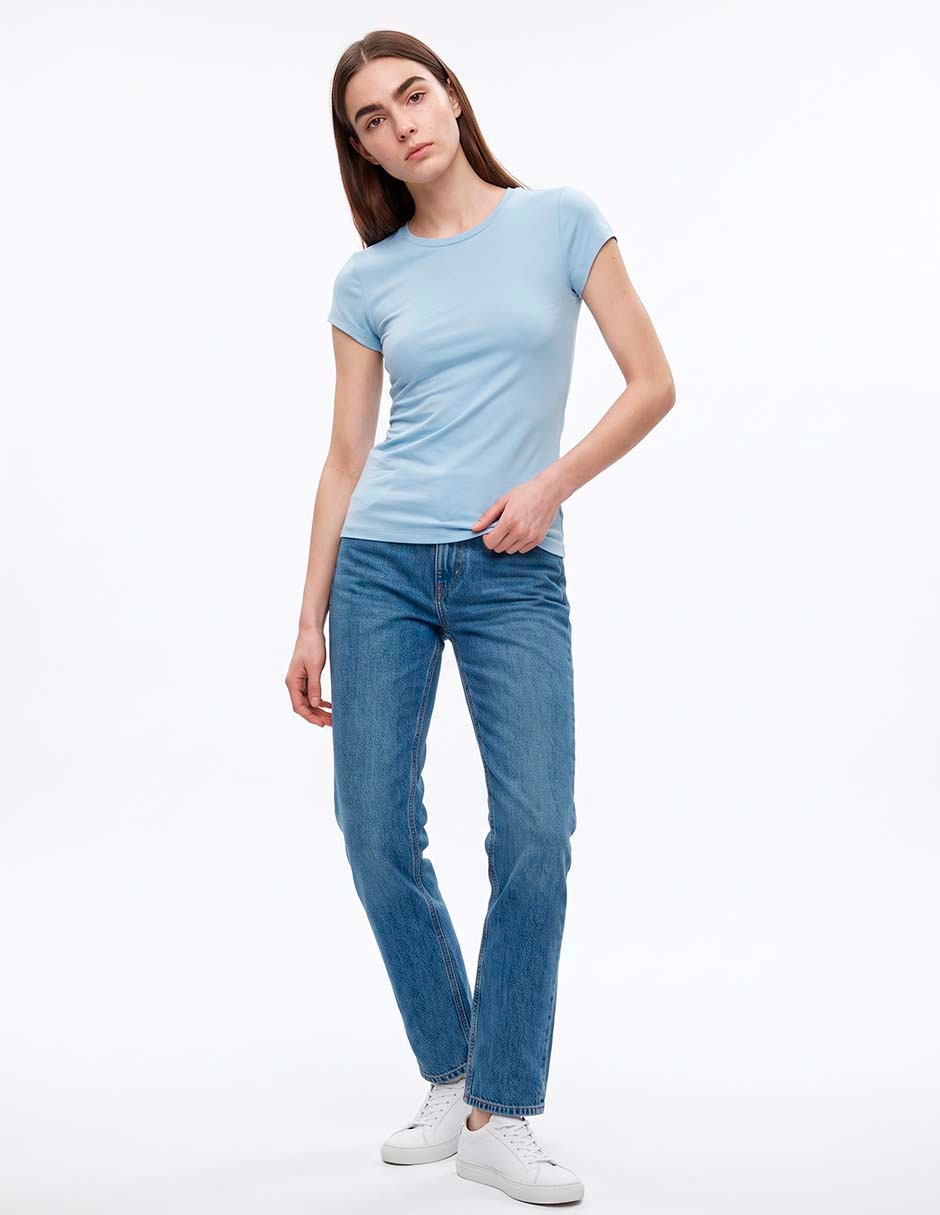 Playera manga corta cuello redondo para mujer Playera manga corta cuello redondo para mujer