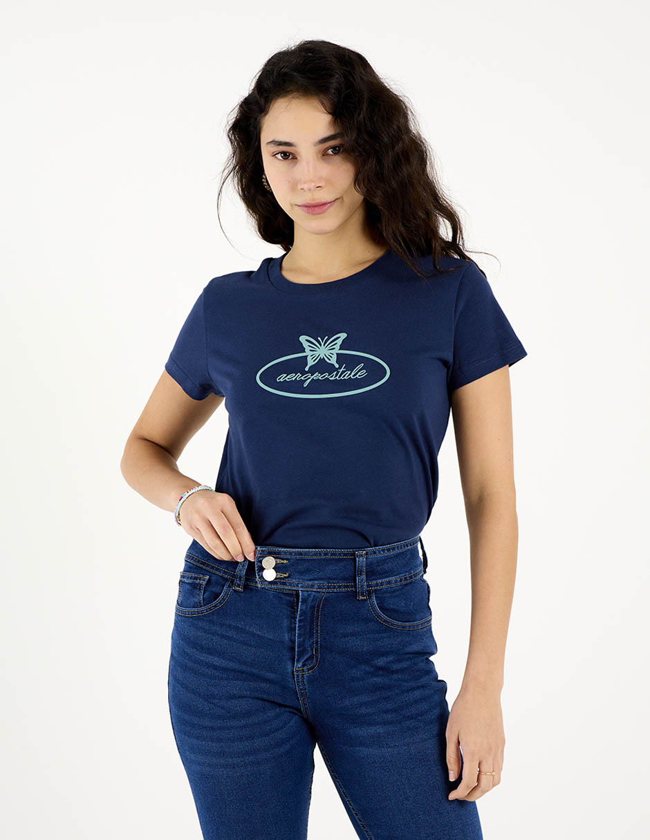 Playera manga corta Aéropostale cuello redondo para mujer Playera manga corta Aéropostale cuello redondo para mujer