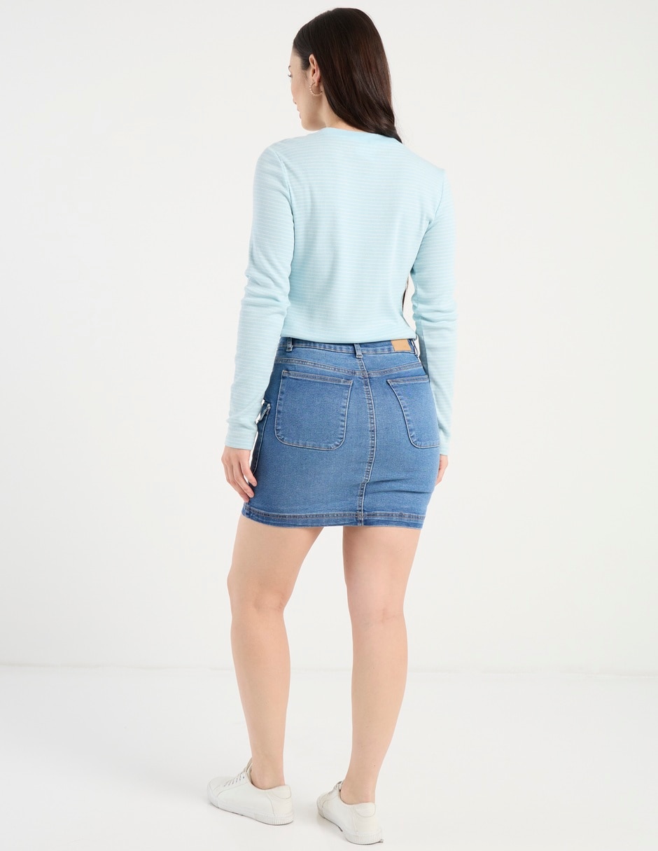 Falda short de mezclilla a la cintura 6