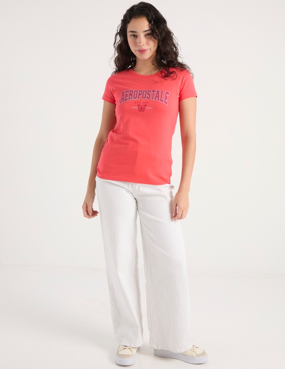 Playera maga corta Aéropostale cuello redondo para mujer 3