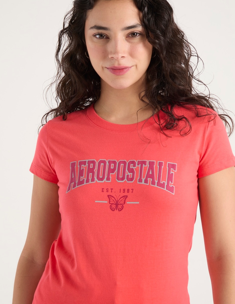 Playera maga corta Aéropostale cuello redondo para mujer 4